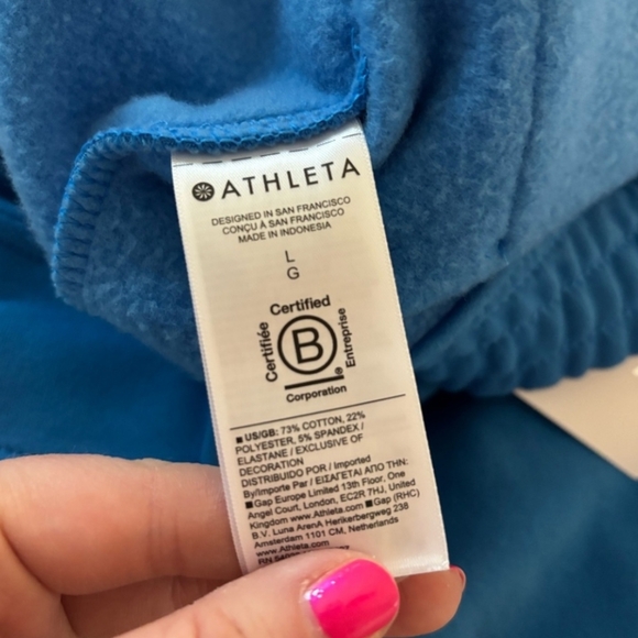 Athleta Blue Sweatshirt Sweatpants Set XL/L - Picture 4 of 6